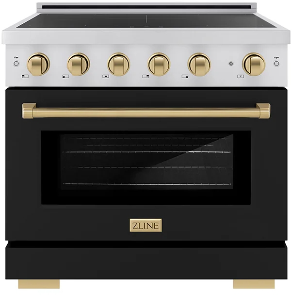 ZLINE 36" 5.2 cu. ft. Autograph Edition Paramount Stainless Steel with Black Matte Door & Champagne