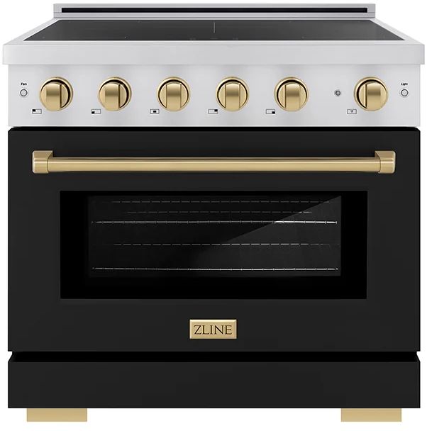 ZLINE Autograph Edition Paramount 36" Stainless Steel Pro Style Induction Range with Black Matte Door and Champagne Bronze Accents-0