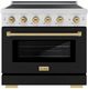 ZLINE Autograph Edition Paramount 36" Stainless Steel Pro Style Induction Range with Black Matte Door & Champagne Bronze Accents-0