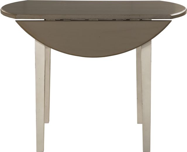 HH2 Home Clarion Sea White Round Drop Leaf 42" Dining Table with Distressed Gray Top-1