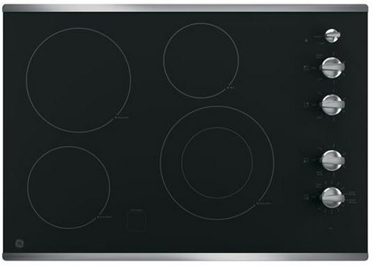 GE® 30" Stainless Steel on Black Electric Cooktop-0
