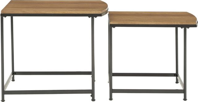 Signature Design by Ashley® Drezmoore 2-Piece Light Brown Nesting End Table Set with Black Metal Base-3