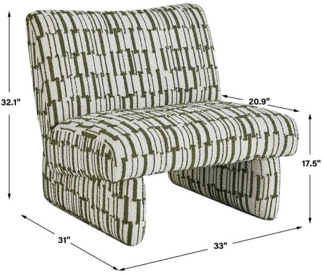 Uttermost® Willa Moss Green/Off-White Accent Chair-4