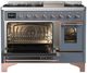 Ilve® Majestic III 48" Blue Gray Pro Style Dual Fuel Liquid Propane Range with Triple Glass Door and Copper Trim-3
