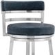 Armen Living Madrid Brushed Stainless Steel/Vintage Blue Swivel Counter Stool-4