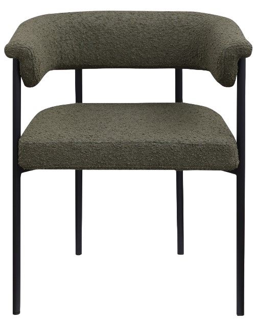 Meridian Furniture Malin Olive Boucle Upholstered Dining Arm Chair-1