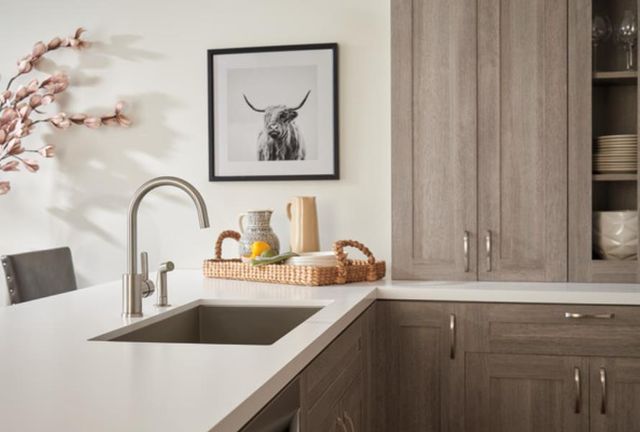 Peerless Precept® Stainless Single Handle Kitchen Faucet with Spray-1