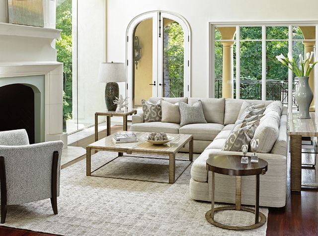 Lexington Home Laurel Canyon Wetherly Brown Top Accent Table with Silver Leaf Base-1