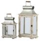 A & B Home Evelyn 2-Piece Silver/White Lantern Set-2