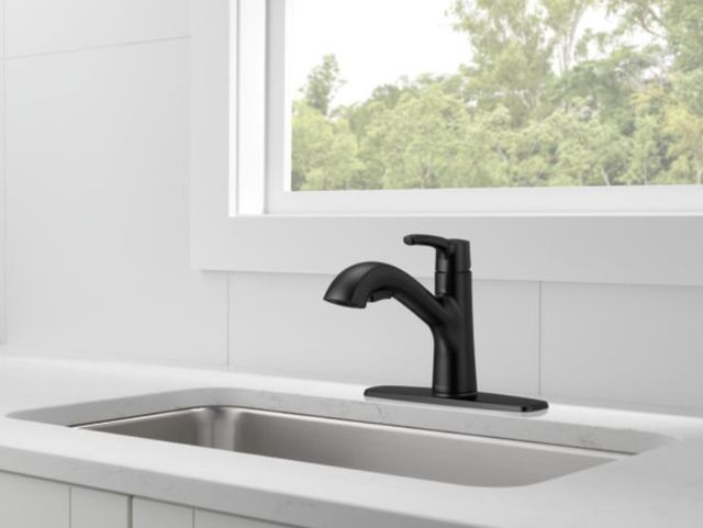 Peerless Parkwood® Matte Black Single Handle Pull-Out Kitchen Faucet-1