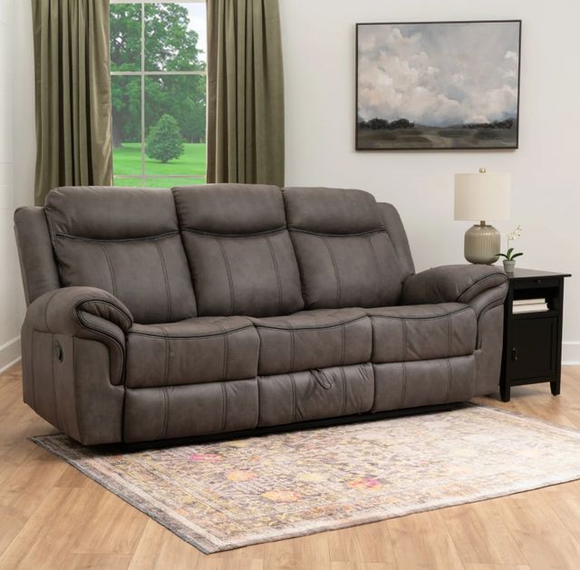 Powell® Galloway Stone Gray Manual Reclining Sofa-2