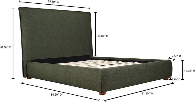 Moe's Home Collection Luzon Deep Forest Tall Headboard Queen Bed-2