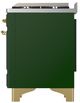 Ilve® Majestic III 60" Emerald Green Pro Style Dual Fuel Liquid Propane Range with Solid Door and Brass Trim-4
