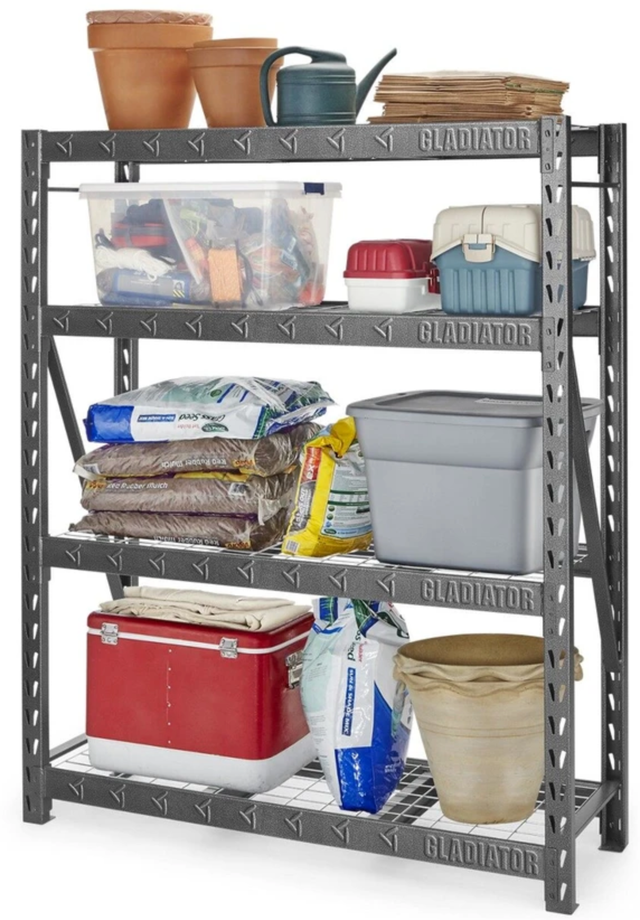 Gladiator® Hammered Granite 60" Wide Heavy Duty Rack with Four 18" Deep Shelves-1