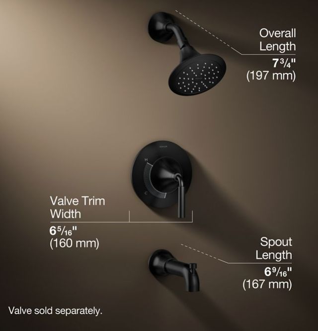 KOHLER® Tone™ Rite-Temp® Matte Black 2.5 GPM Bath and Shower Trim Kit-2