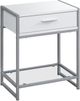 Monarch Specialties Inc. White 22"H Drawer Accent Table with Silver Metal Base-0