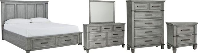 Signature Design by Ashley® Russelyn 5-Piece Gray California King Panel Storage Bed Set-0