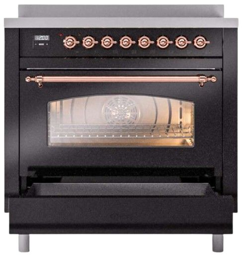 Ilve® Nostalgie II Series 36" Glossy Black Pro Style Induction Range-2