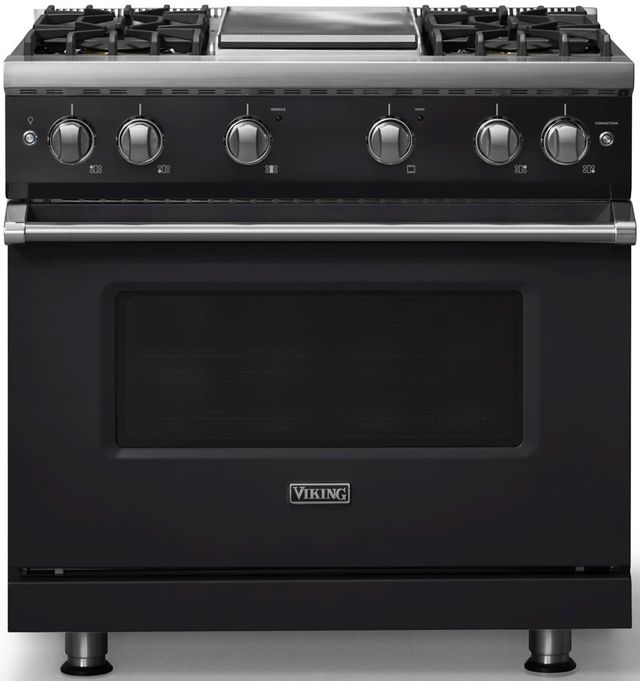 Viking® 5 Series 36" Onyx Pro Style Gas (NG) Range with Polished Chrome Trim-0