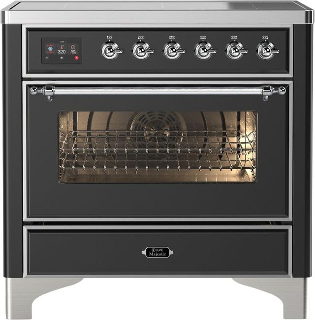 Ilve® Majestic III 36" Graphite Matte Pro Style Induction Range with Triple Glass Door and Chrome Trim-0