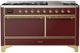 Ilve® Majestic III 60" Burgundy Pro Style Dual Fuel Natural Gas Range with Solid Door and Brass Trim-0