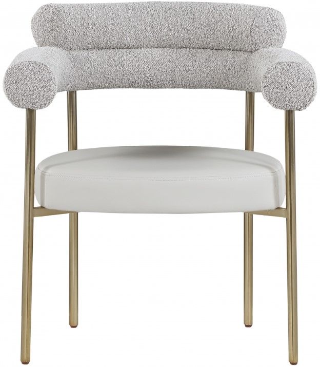 Meridian Furniture Blake Taupe/Brushed Brass Dining Arm Chair-1