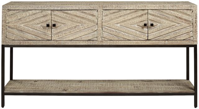 Signature Design by Ashley® Roanley Distressed White Sofa Table-1