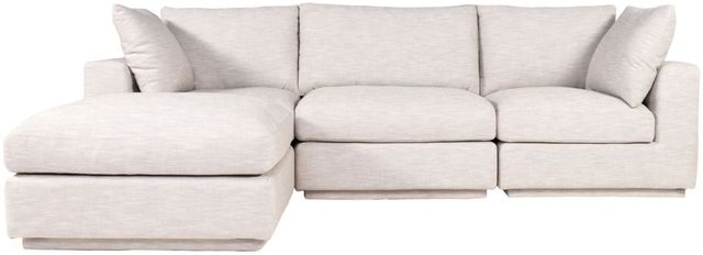 Moe's Home Collection Justin Lounge 4-Piece Taupe L-Shaped Modular Sectional and Ottoman-0