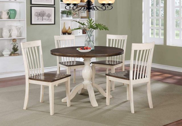 TEI Smart Buy Walnut/Antique White 42" Round Table Top-1