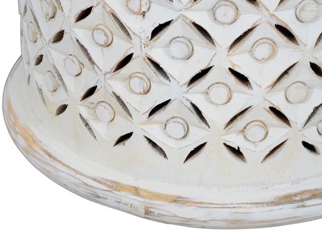 Jofran Inc. Global Archive Decker Antique White Small Drum Table-3