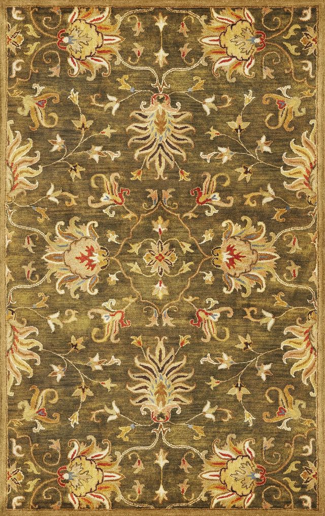 KAS Rugs Syriana Emerald Green Agra 5'x8' Rug-0