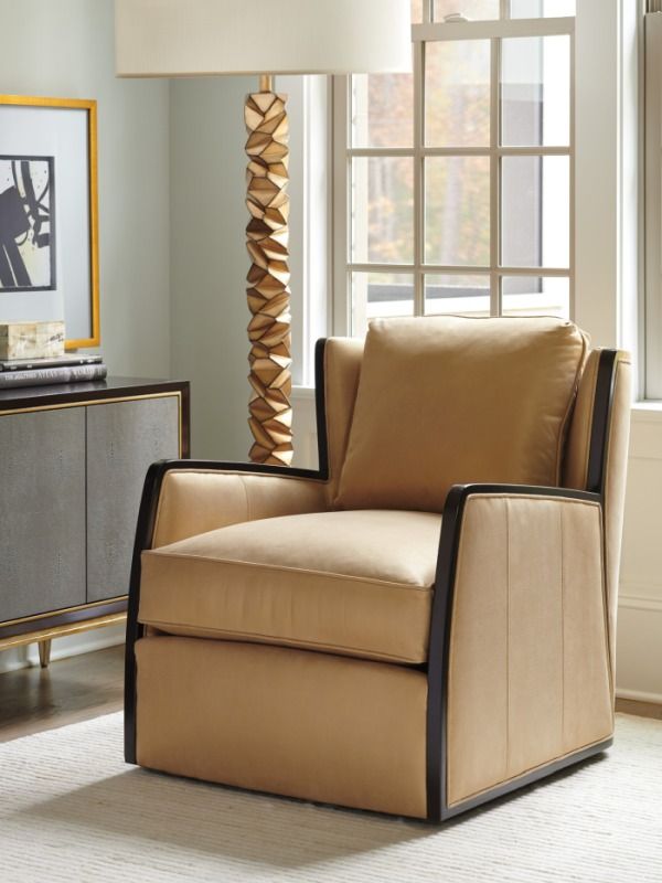 Lexington Home Customizable Carlyle Delancey Leather Swivel Chair-1