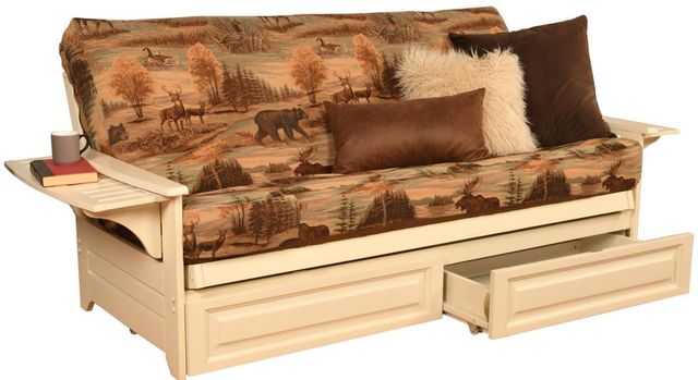 Kodiak Furniture Phoenix Canadian/Antique White Saddle Full Storage Futon with Mattress-0