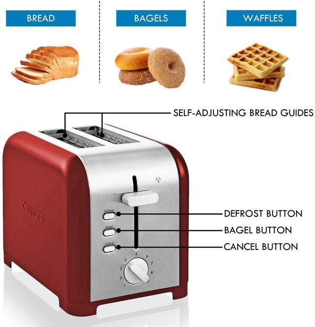Kenmore® 2 Slice Red and Stainless Steel Toaster-4