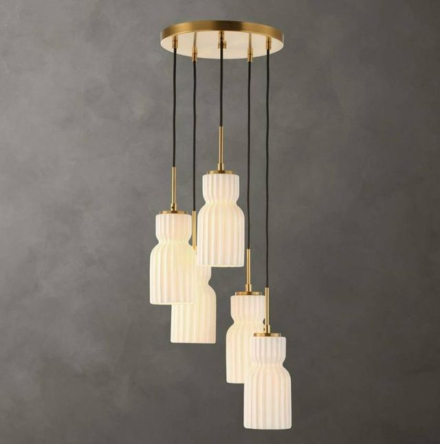 Uttermost® Vanier Warm Brass/White 5-Light Cluster Pendant-1
