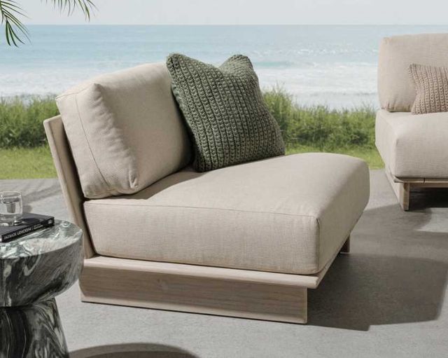 Classic Home Livia Taupe Fabric/Wood Outdoor Accent Chair-1