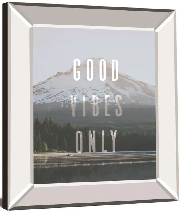 Classy Art Good Vibes Only Quote Mount Hood by Nature Magick Mirror Framed Wall Art-1