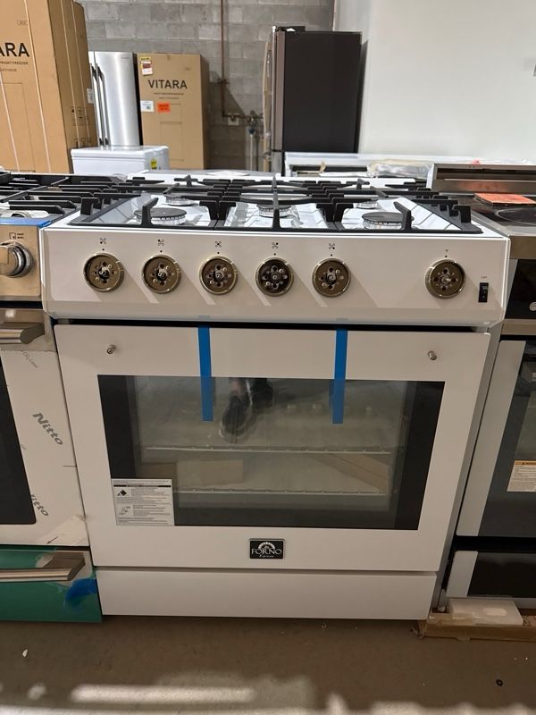 Clearance FORNO® Leonardo Espresso 30" White Pro Style Gas Range-0