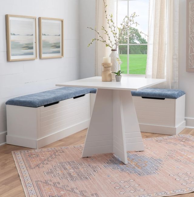 Linon Nancy 2-Piece Blue/White Table Nook Set-1