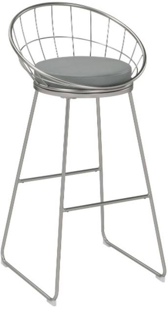 Coaster® Set of 2 Grey and Satin Nickel Padded Seat Bar Stools-0