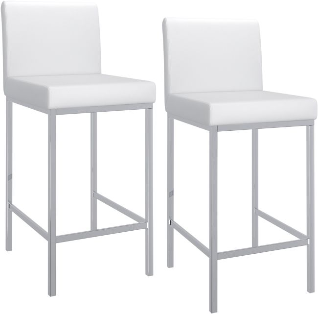 Worldwide Homefurnishings Inc. Porto 2-Piece Chrome/White Counter Stool Set