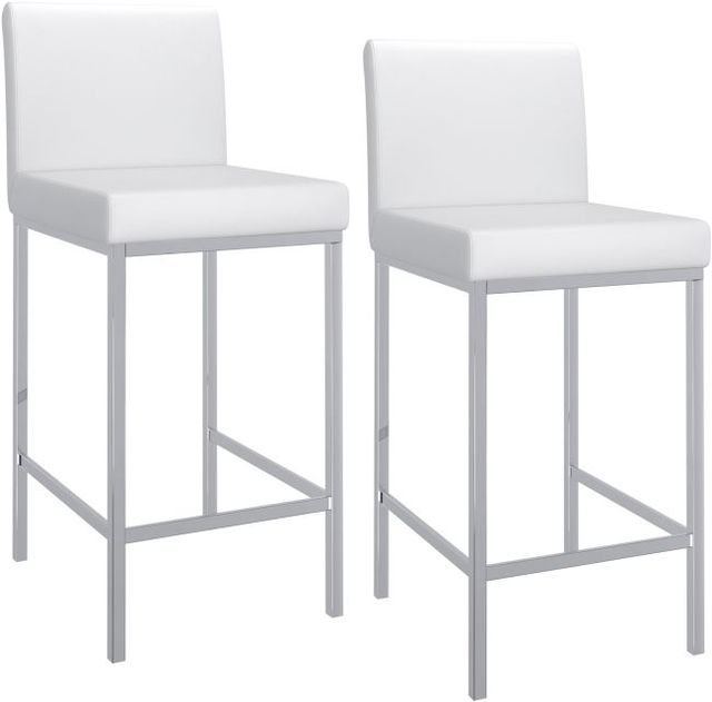 Worldwide Homefurnishings Inc. Porto 2-Piece Chrome/White Counter Stool Set-0