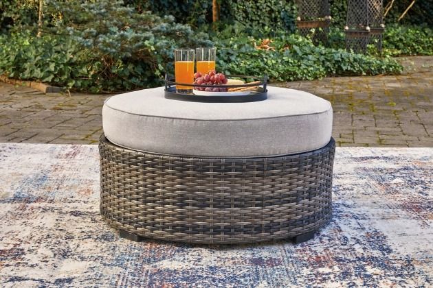 Signature Design by Ashley® Harbor Court Gray Fabric/Resin Outdoor Ottoman-2