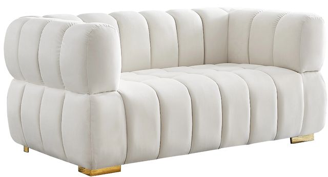 Meridian Furniture Gwen Cream Velvet Loveseat-1