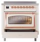 Ilve® Nostalgie II Noblesse 36'' Antique White Pro Style Induction Range with Copper Trim-3