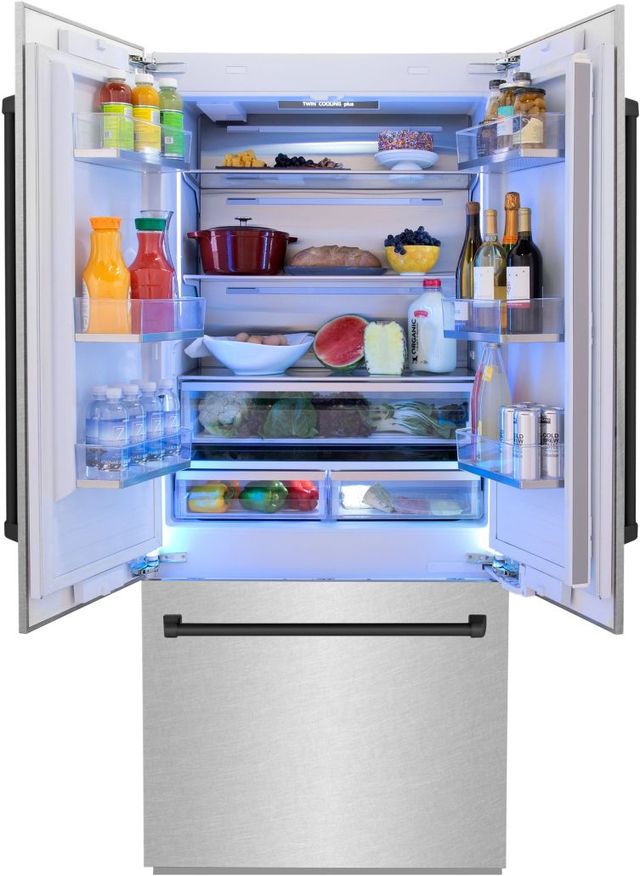 ZLINE Autograph Edition 36" 19.6 Cu. Ft. Satin Stainless Steel Built-In French Door Refrigerator-3