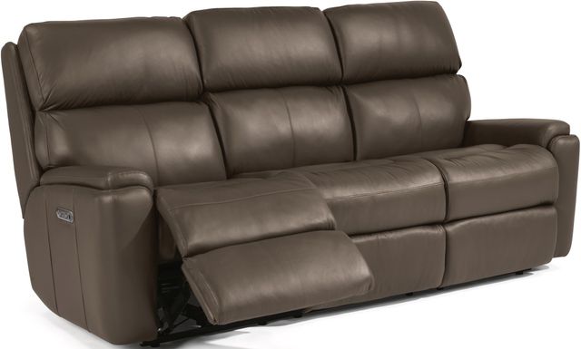 Flexsteel® Rio Dark Stone Power Reclining Sofa with Power Headrests-2