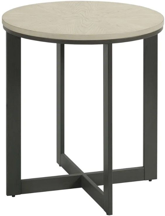 Hammary® Portrait Flat White Round End Table with Matte Black Base-0