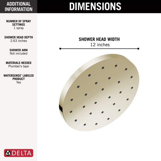Delta Universal Showering Components Lumicoat® Polished Nickel 1.75 GPM H2Okinetic® Single-Setting Shower Head with Ultrasoak®-3