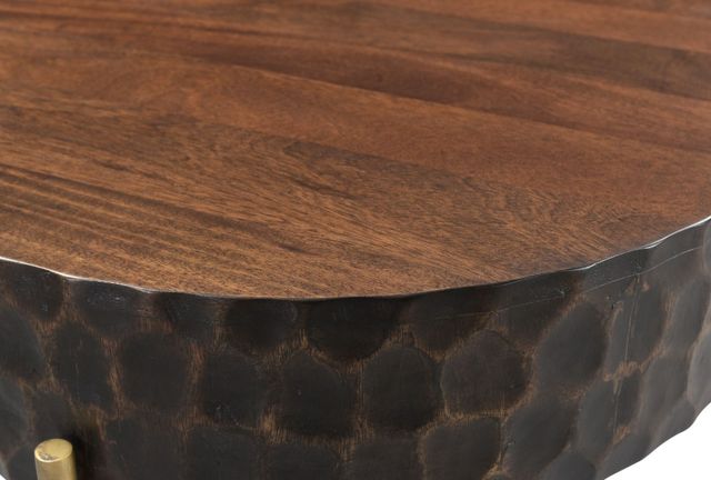 Home Trends & Design Santa Cruz Brown Round Side Table with Antique Bronze Base-3